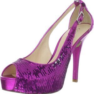 NIB GUESS Womens Sandals Pump Peep Toe Cocktail Party Pink Heels Shoes 7.5 M